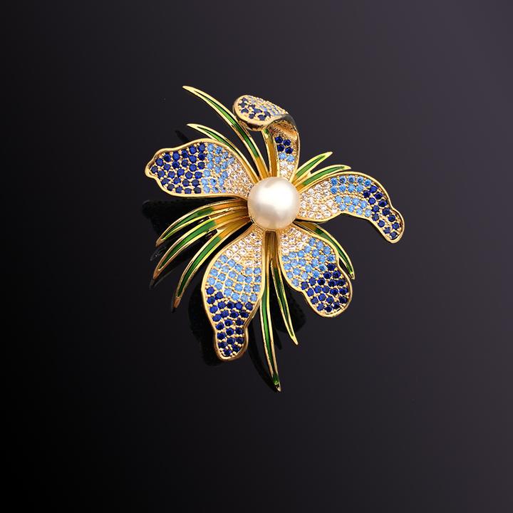 D.M.D/迪曼达 合金胸针 d491彩绘兰花胸针胸花别针女高档大衣配饰