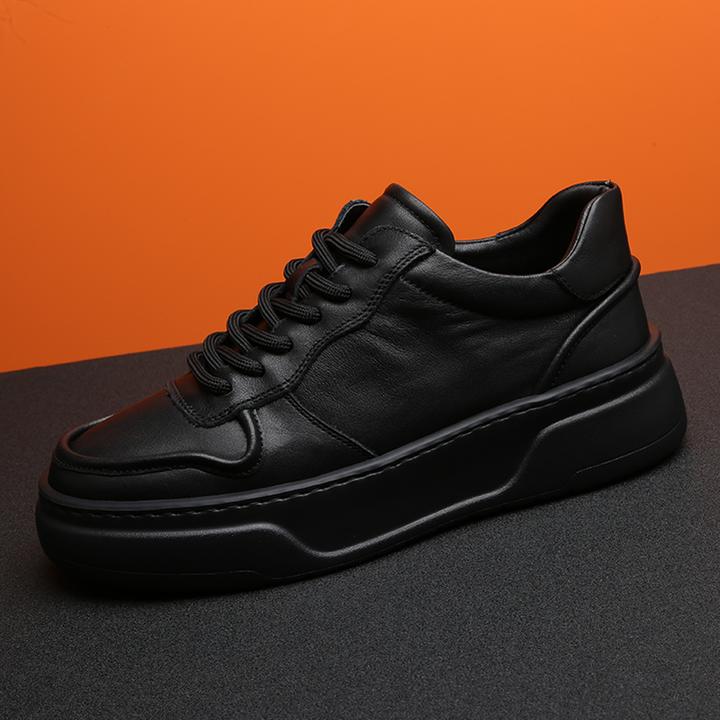 2025新款爆款头层牛皮男鞋黑色厚底增高板鞋男士潮鞋真皮休闲皮鞋
