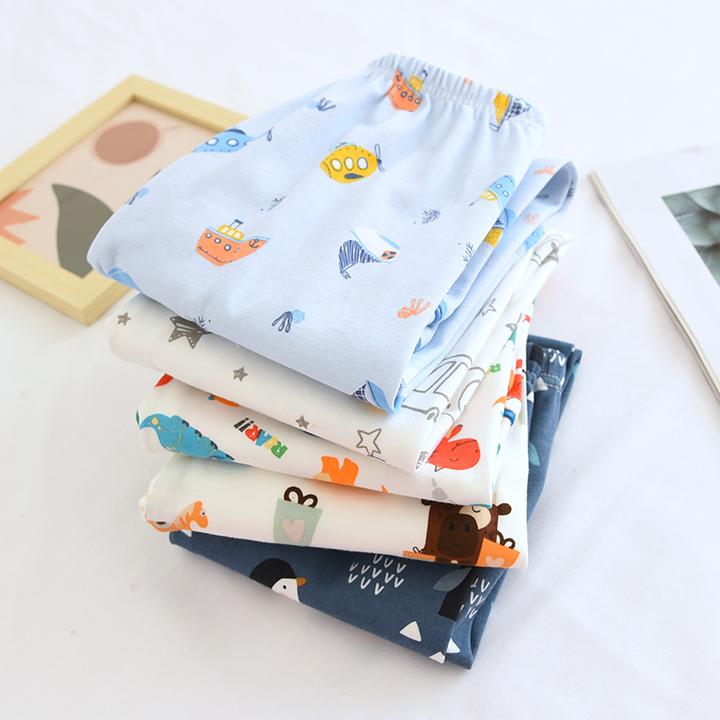 米筱米儿童春秋纯棉睡裤男童针织棉家居裤宝宝棉毛裤男孩卡通长裤