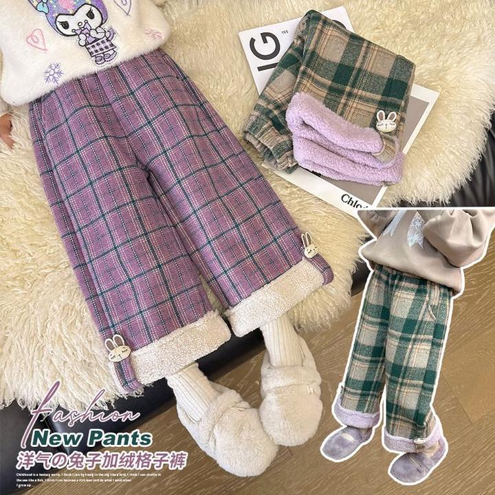 女童加绒裤子秋冬2024儿童加厚新款洋气一体休闲宝宝冬季外穿