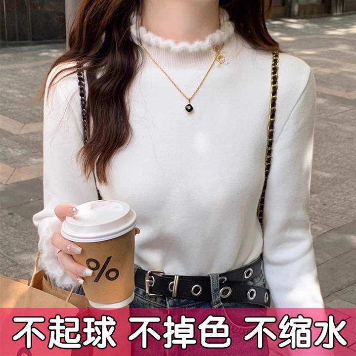 大码加绒加厚毛衣女2025新款秋冬内搭一体绒半高领打底衫上衣胖mm