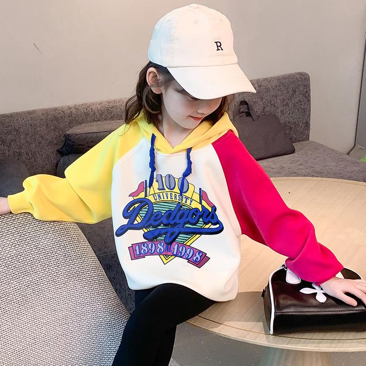 女童春装外套2024新款洋气儿童春秋款运动卫衣小女孩春季连帽上衣