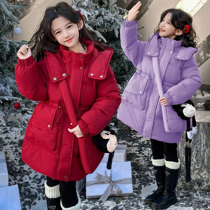 【送包包】女童棉衣冬季2024新款中大童加厚保暖棉服小女孩洋气棉袄