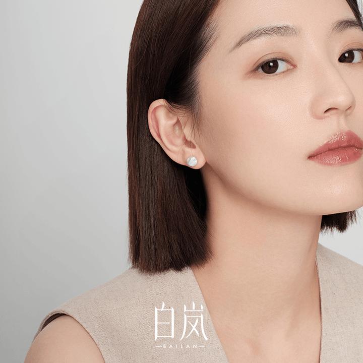 白岚keshi珍珠耳钉女时尚小众设计轻奢白色百搭ED3986，多样性发一