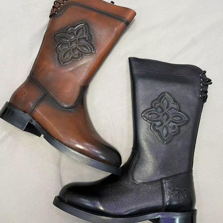 藏式名族牛皮马靴搭配藏族跳舞时尚百搭风