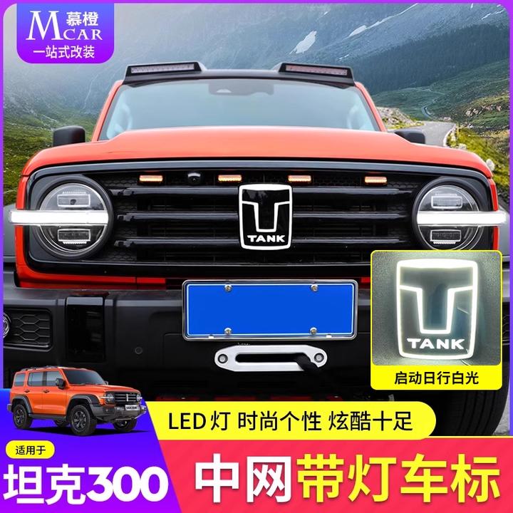 坦克300中网灯改装贯穿式日行灯流光灯装饰条车标横条氛围灯