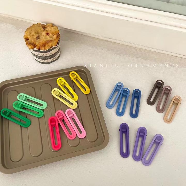 糖果色一字夹彩色发夹可爱无痕夹甜美糖果色鸭嘴夹碎发刘海夹头饰