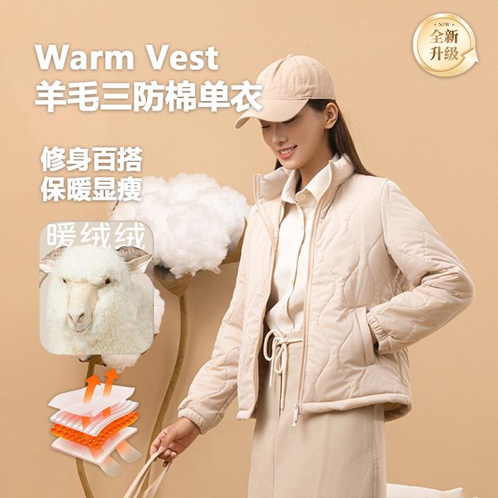 纯羊毛三防棉单衣保暖修身棉衣女棉服休闲通勤秋冬外套裤子女士