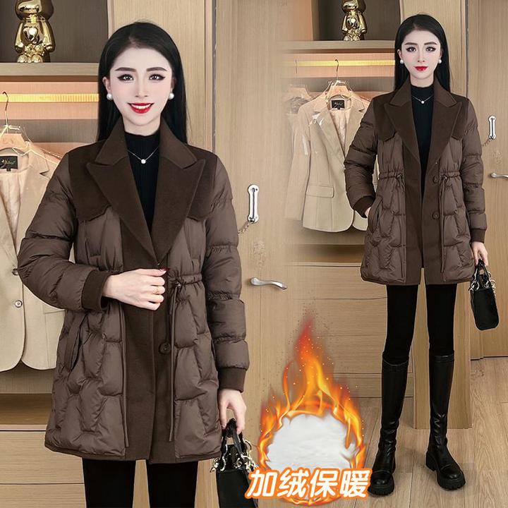 加厚保暖时尚羽绒棉服女中长款冬季2024新款洋气减龄显瘦加绒外套
