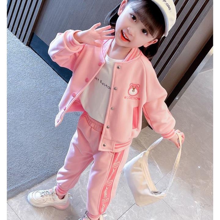女童春秋款套装2025新款女宝韩版卡通两件套洋气棒球服中小童开衫