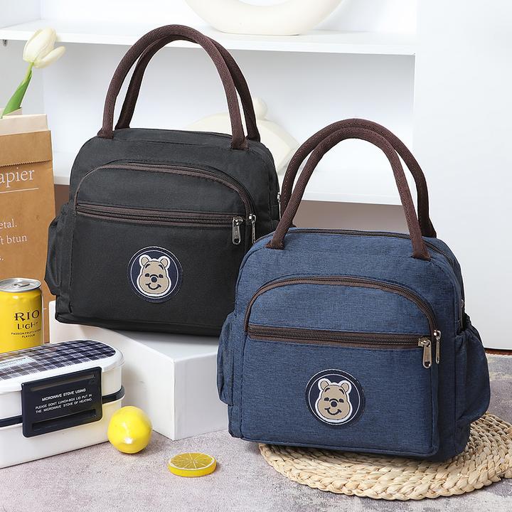 手提包时尚牛津布饭盒袋小圆包防水便当袋妈咪包小布包便当包
