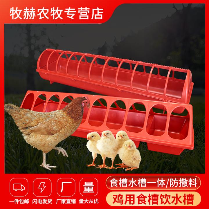鸡鸭鹅大食槽喂食防撒养鸡鸭喂料槽安装水料一体大鸡食盒鸡食盒