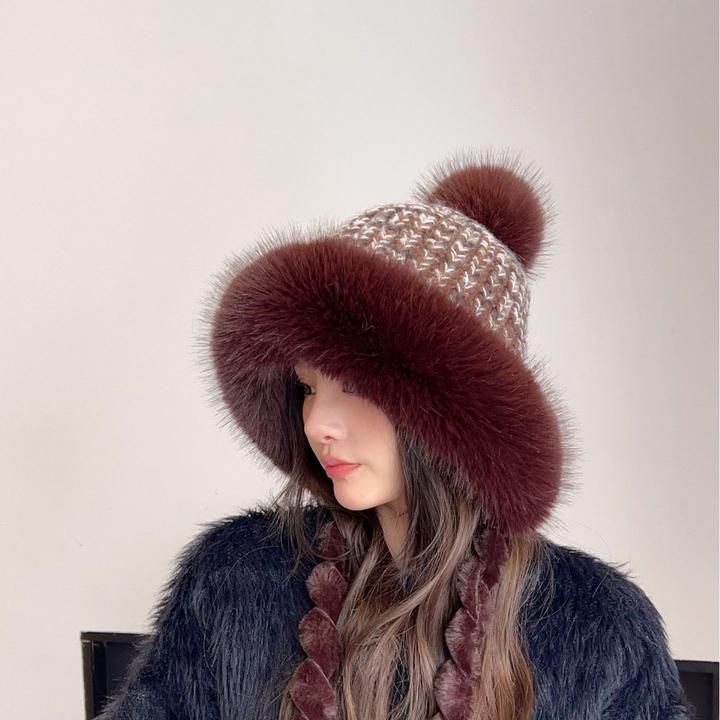 冬季包头帽女户外出游加绒加厚保暖包头帽显脸小大毛领学生雷锋帽