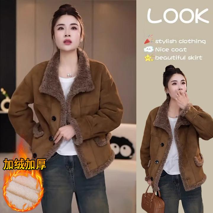 2024冬季新款设计感休闲短款外套女士韩版时尚百搭加厚保暖机车服