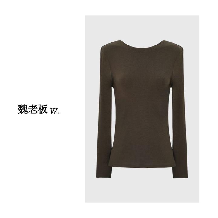 W.Diva【云雾】春季时尚修身休闲经典百搭款纯色圆领T恤3TDM30370