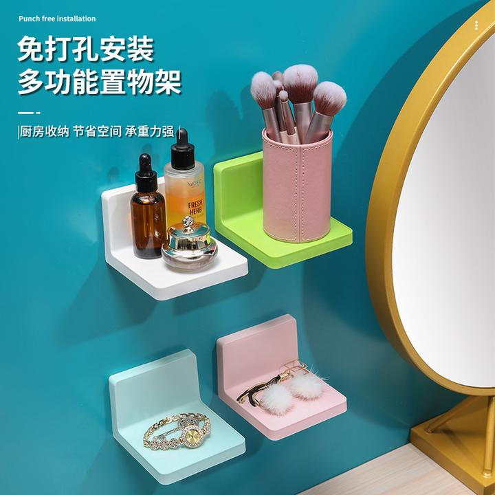 墙面置物架无痕免打孔花架置物架卫生间粘贴收纳架悬挂式简约收纳