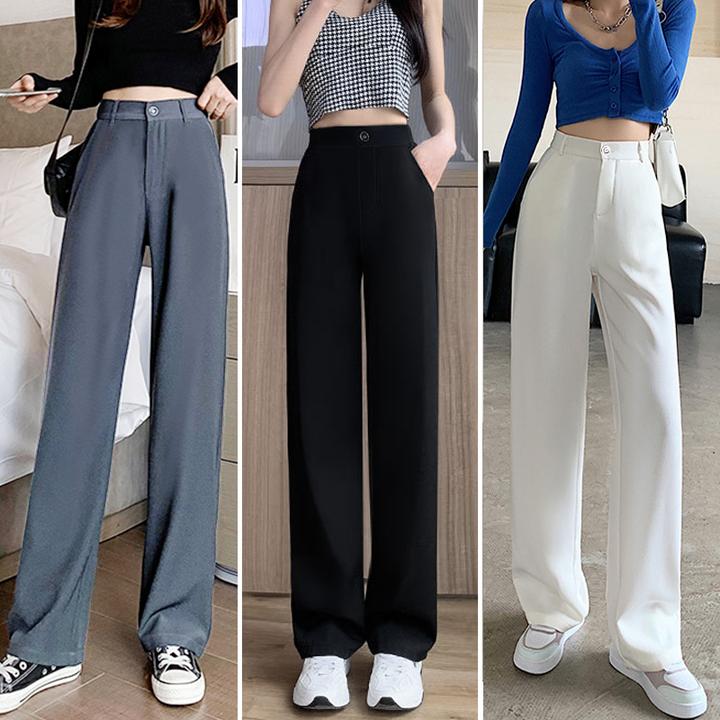 春夏薄款西装裤女小个子阔腿高腰宽松显瘦垂感休闲拖地直筒裤女