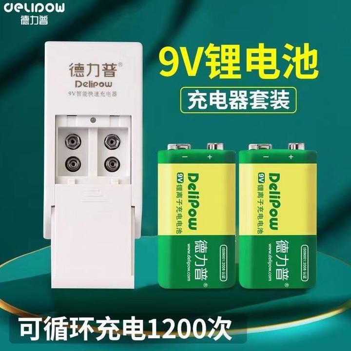 德力普9V可充电电池usb万用表话筒吉他方块6f22叠层九伏9号锂电池