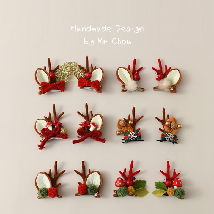 圣诞发夹儿童鹿角发饰女2023新款宝宝可爱麋鹿角头饰女童夹子发卡