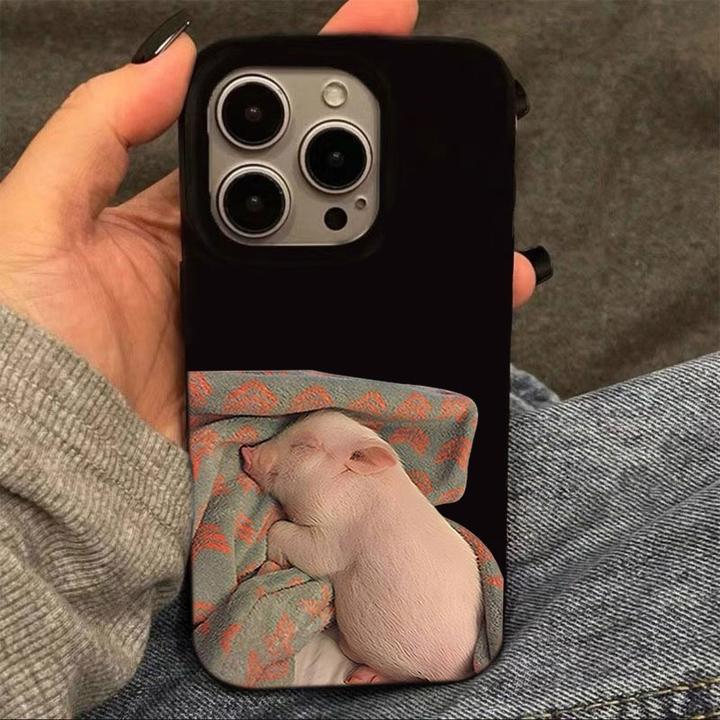 睡觉小猪适用苹果15手机壳iphone13亮面14promax新款12软11可爱女