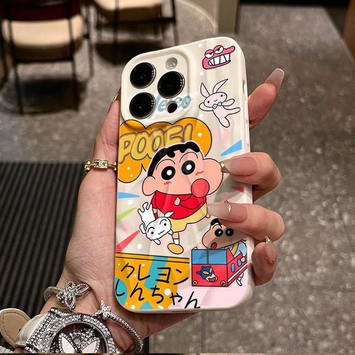 奔跑小新适用iphone15苹果12褶皱手机壳14promax全包13防摔软11