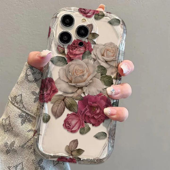 粉白玫瑰适用苹果15_14ProMax_13手机壳华为_OPPO_VIVO_小米_红米