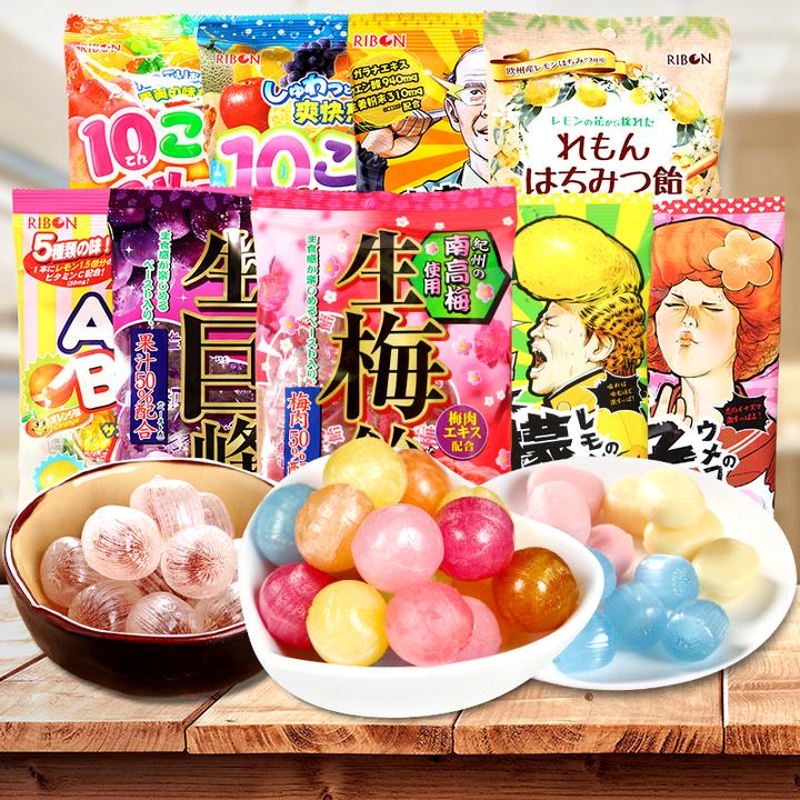 理本 日本进口RIBON柠檬夹心糖果80g生巨峰梅子超酸酸甜提神糖果