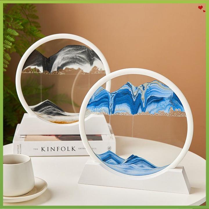 轻奢3D流沙画摆件创意礼品生日家居饰品圆形山水解压解闷艺术甄选