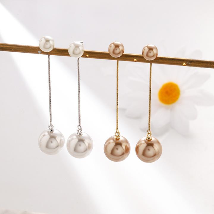 铜合金仿珍珠耳饰 百搭韩版珠珠耳环S925纯银针珍珠耳钉两用耳饰