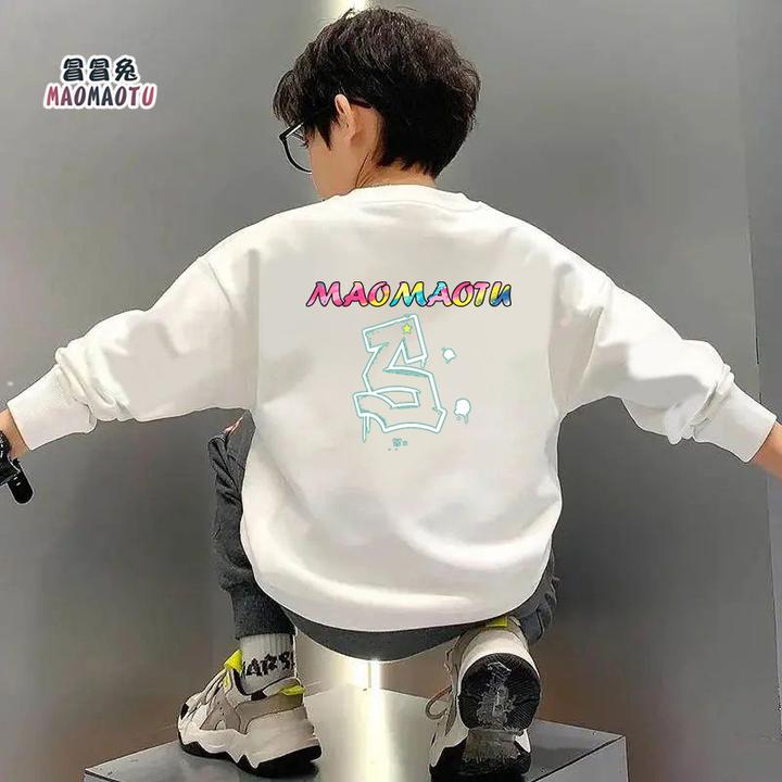 男童卫衣春秋款2025新款儿童装中大童长袖宽松打底衫男孩加绒上衣