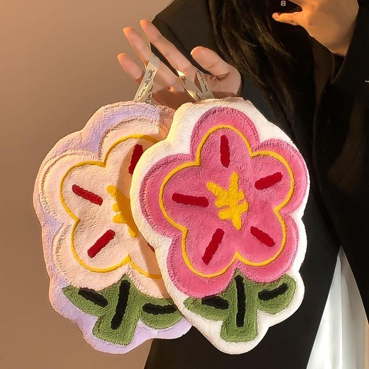 有钱花可爱擦手巾挂式厨房卫生间浴室吸水速干抹手巾加厚珊瑚绒G3