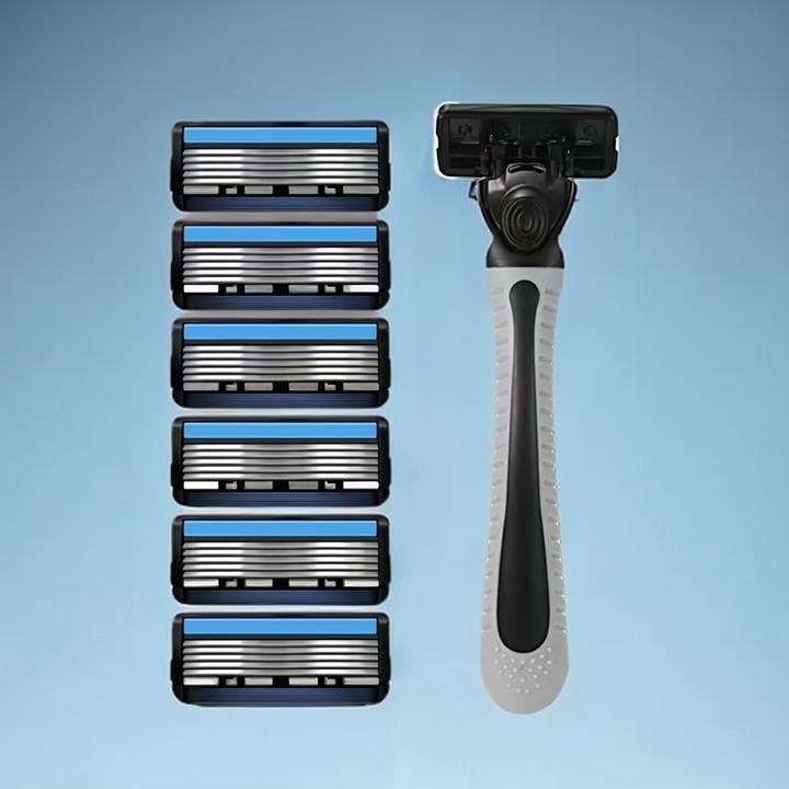 吉利克进口6层刀片剃须刀手动刮胡刀老式六层刀头胡子刀剃须刀片