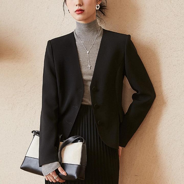 法式优雅收腰显瘦荷叶摆短款西装外套女春季新款百搭修身气质上衣