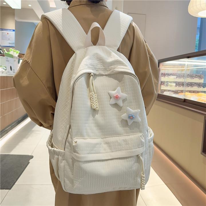 ins日系书包女初中生韩版百搭2025新款高中大学生双肩包电脑背包