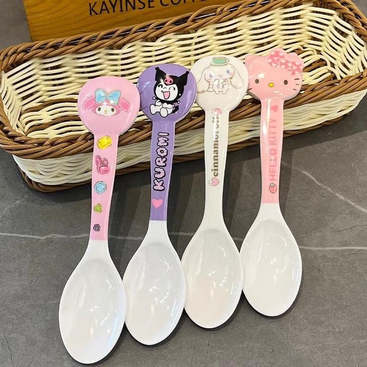 网红圆头勺子ins创意卡通图案家用吃饭勺子高颜值儿童饭勺汤勺