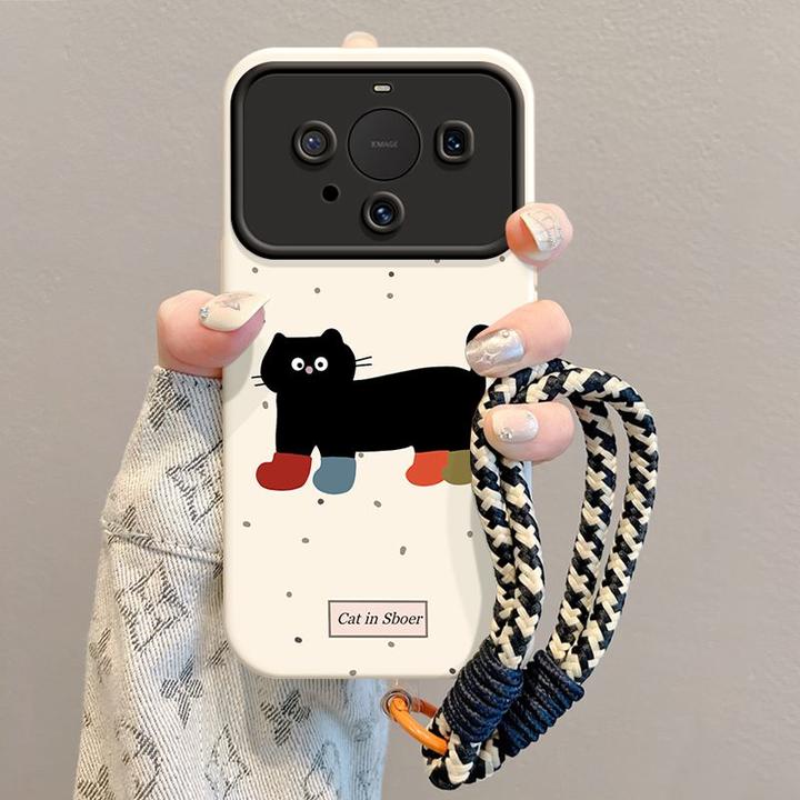 彩袜子猫咪华为mate60pro手机壳带挂链硅胶HUAWEImate50卡通40/30