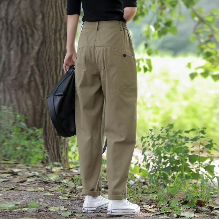 2025春季新款女款小脚哈伦裤工装裤萝卜百搭裤宽松显瘦直筒裤子女