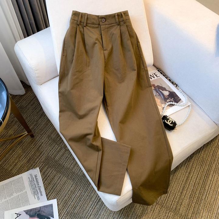 日系工装裤子女舒适休闲裤2025新款高腰百搭显瘦直筒宽松哈伦裤潮