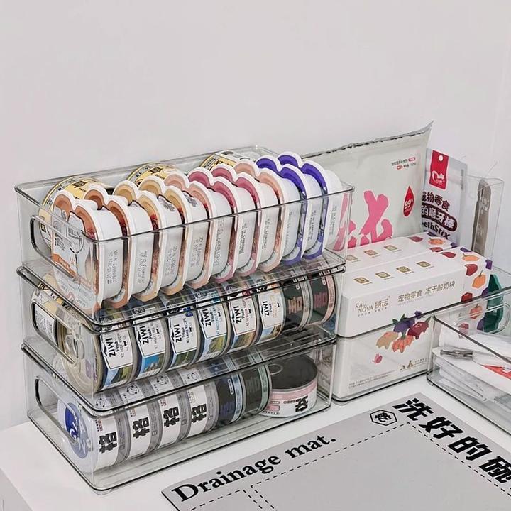 猫罐头收纳猫粮储存大容量猫咪加厚零食家用整理盒桌面亚克力透明
