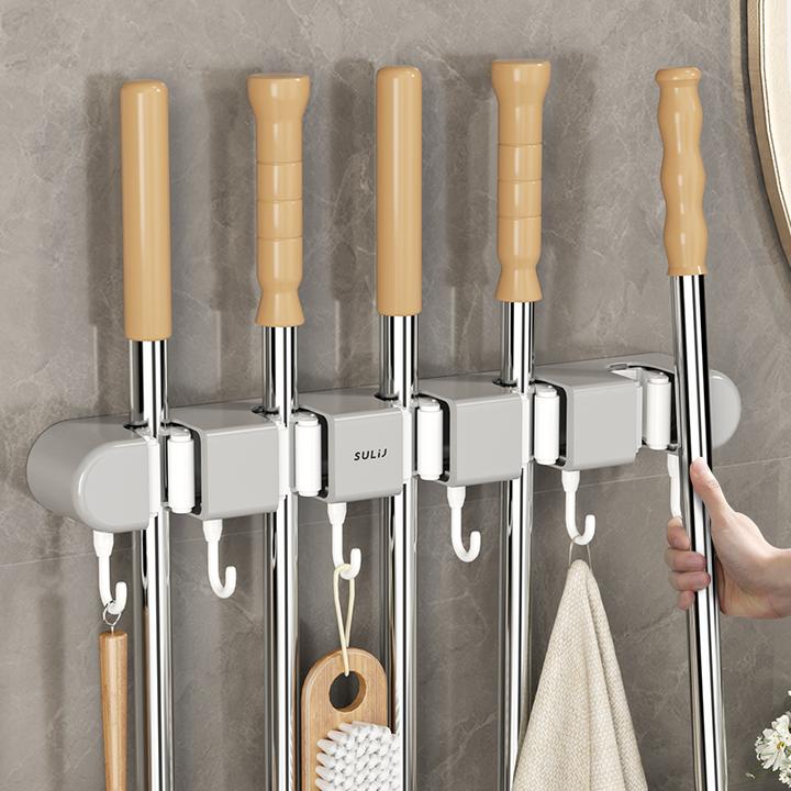 拖把壁挂夹扫把拖布挂钩免打孔夹架神器卫生间厨房置物架卡扣吸盘