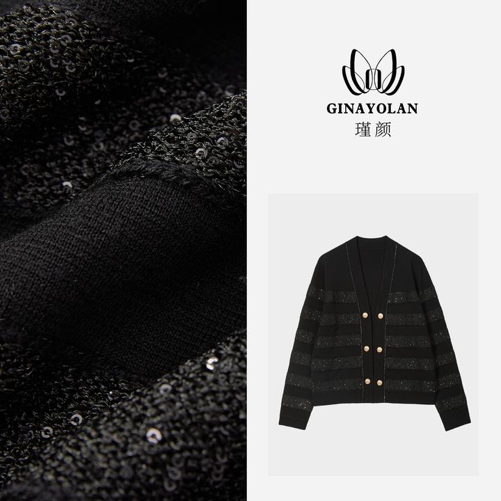 GINAYOLAN/ 瑾颜 【一帘幽梦】重工奢华面料秋冬精致针织小香开衫女