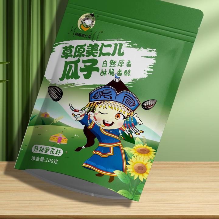 草原美仁儿原味炒瓜子休闲零食健康营养坚果108g袋装好吃不上火