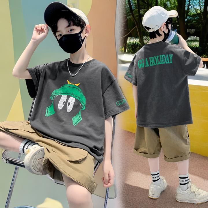 【高级灰套装】夏季童装男孩男童夏装短袖帅气洋气儿童两件套