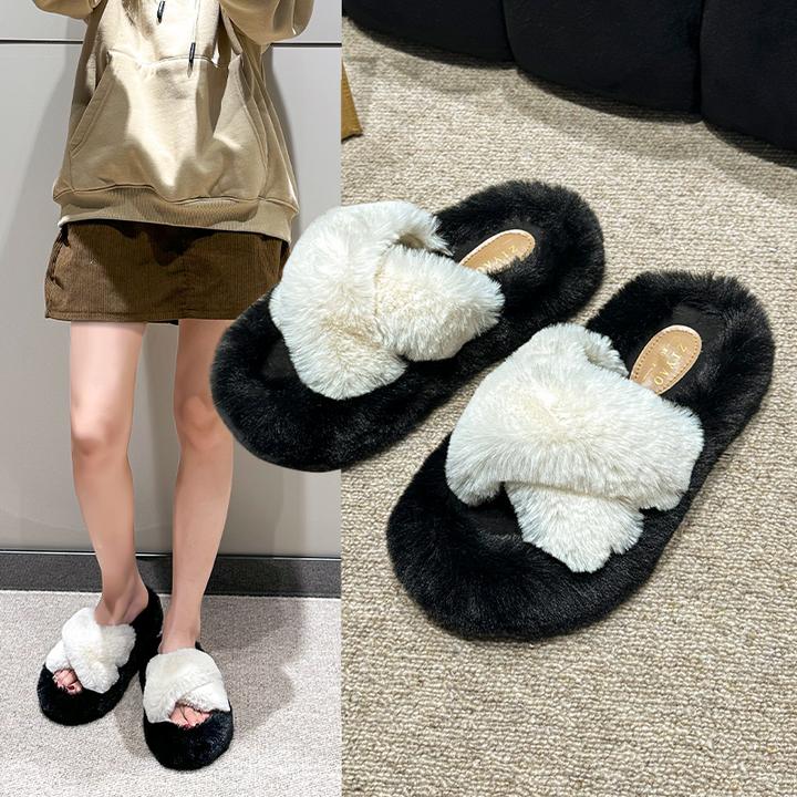 时尚棉拖鞋女冬季家居鞋2024新款爆款网红ins毛绒棉拖鞋女款外穿