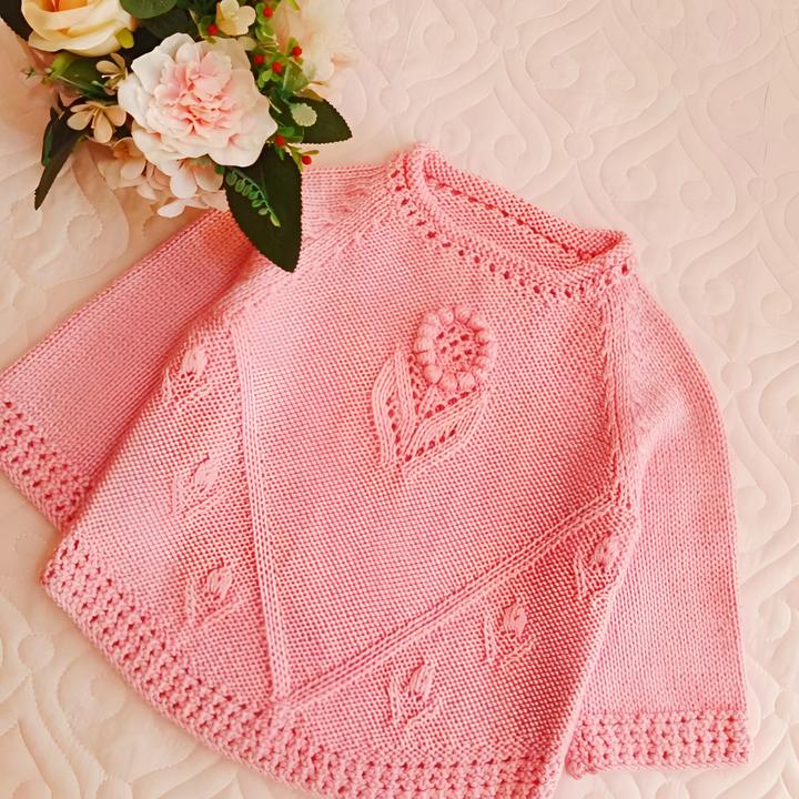 【花儿朵朵】毛线材料包宝宝手工编织针织女童手编套头儿童毛衣教程