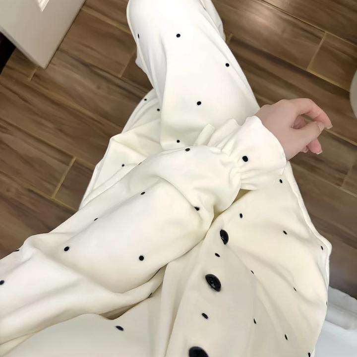 轻奢风德绒加厚保暖睡衣女秋冬韩版甜美简约高级感波点新款家居服