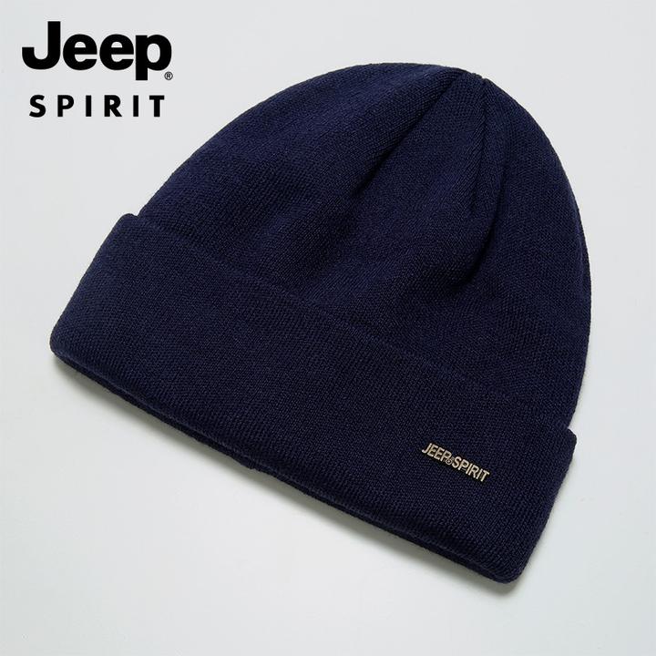 JEEP吉普帽子男毛线帽春夏新款保暖大头围护耳春帽男士针织帽春季
