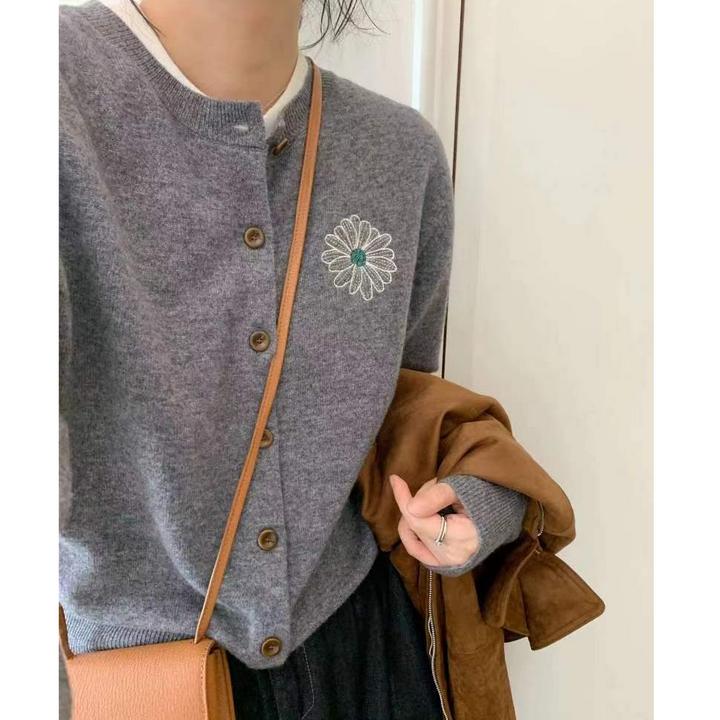 欧货新款【100%精纺全羊毛】秋冬百搭显瘦大码刺绣高品质毛衣女秋冬