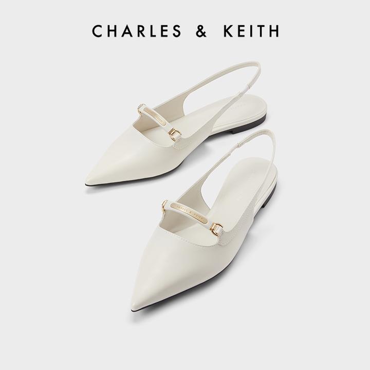 CHARLES & KEITH夏季时尚百搭通勤一字带平跟凉鞋女CK1-70580205