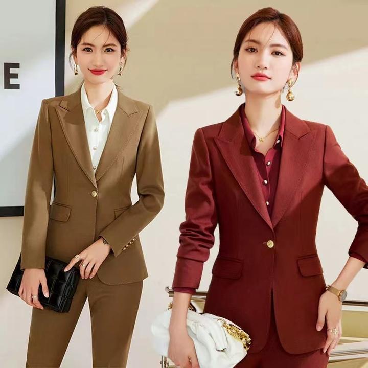 棕红色西装套装女休闲时尚新款高级感气质女神范职业装正装女西服